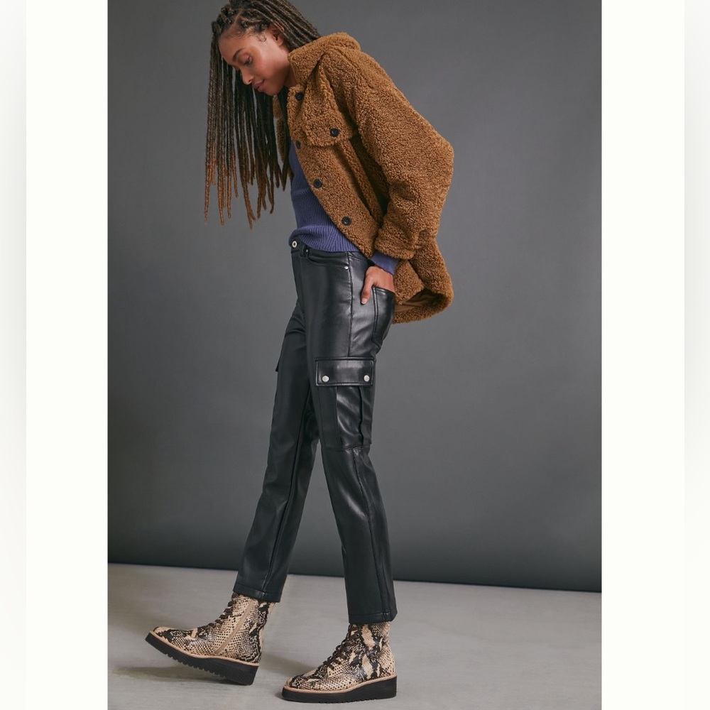 NWT ~ ANTHROPOLOGIE GABI FAUX LEATHER UTILITY PANTS